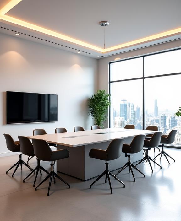 A modern and bright law firm meeting room